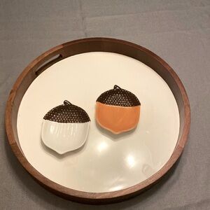 Acorn Shaped Ceramic Dishes NEW! SET OF 2 Graduation New Beginnings